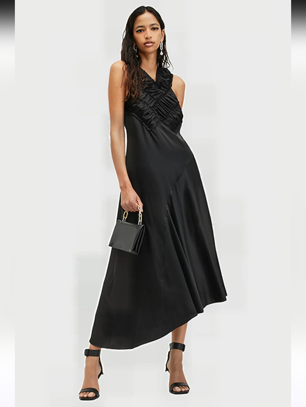 AllSaints Mahree Gathered Slim Fit Midi Dress
